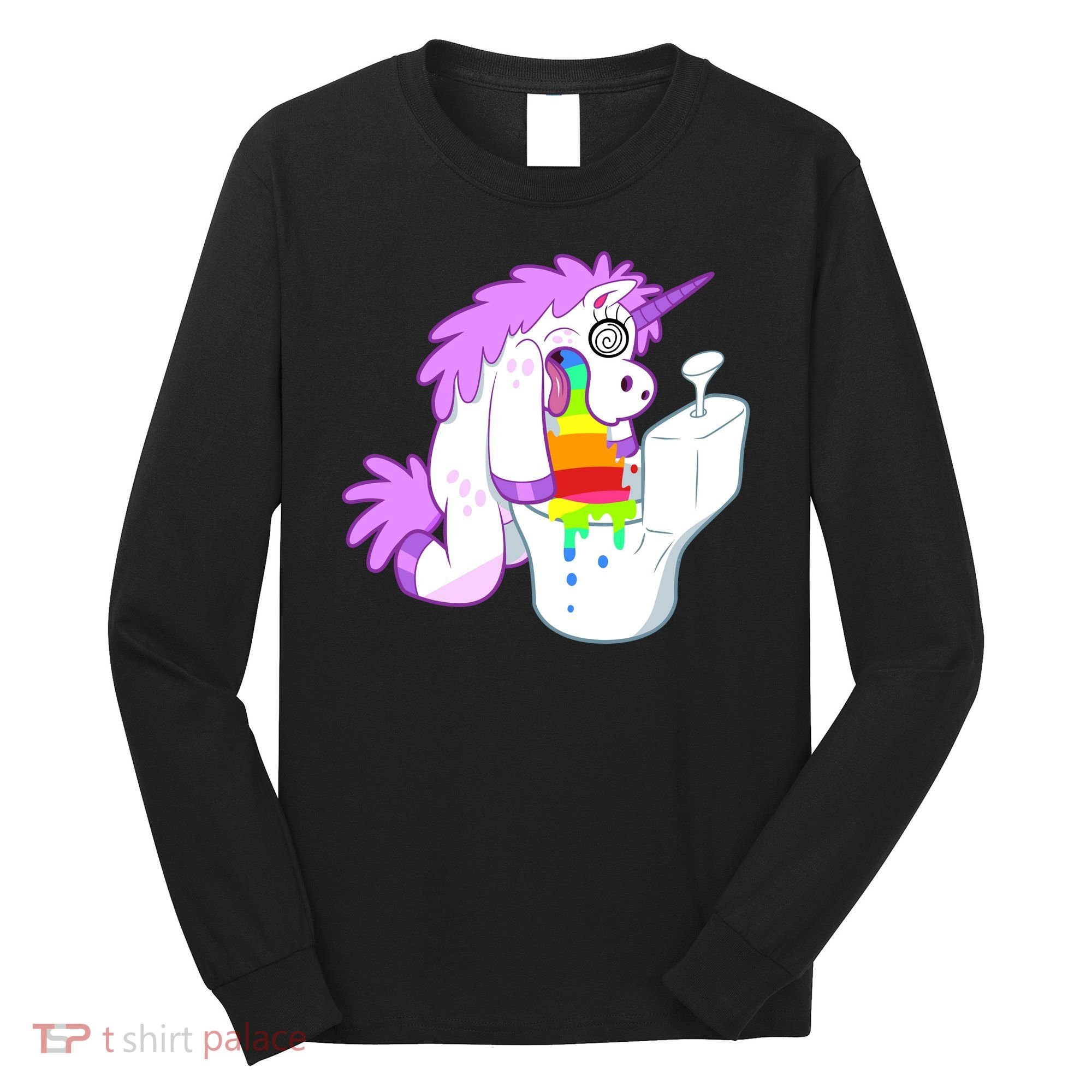 Unicorn Pukes Rainbow In The Toilet Long Sleeve Shirt