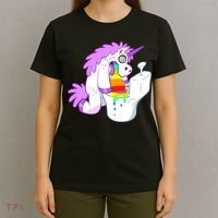 Unicorn Pukes Rainbow In The Toilet T-Shirt thumb 4
