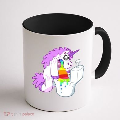 Unicorn Pukes Rainbow In The Toilet Coffee Mug back