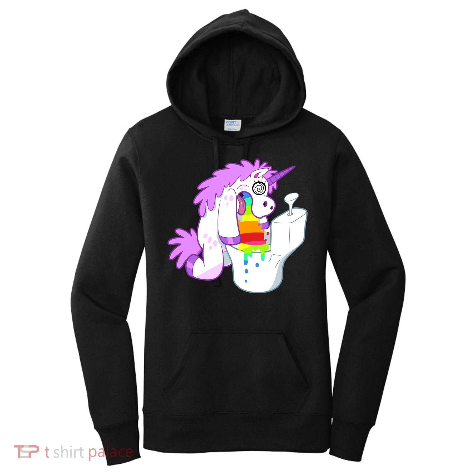 Unicorn Pukes Rainbow In The Toilet Women's Hoodie