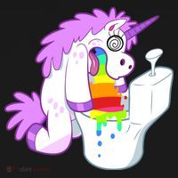 Unicorn Pukes Rainbow In The Toilet Women's Hoodie thumb 2