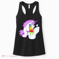 Unicorn Pukes Rainbow In The Toilet Women's Tank Top thumb 0