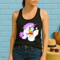 Unicorn Pukes Rainbow In The Toilet Women's Tank Top thumb 2