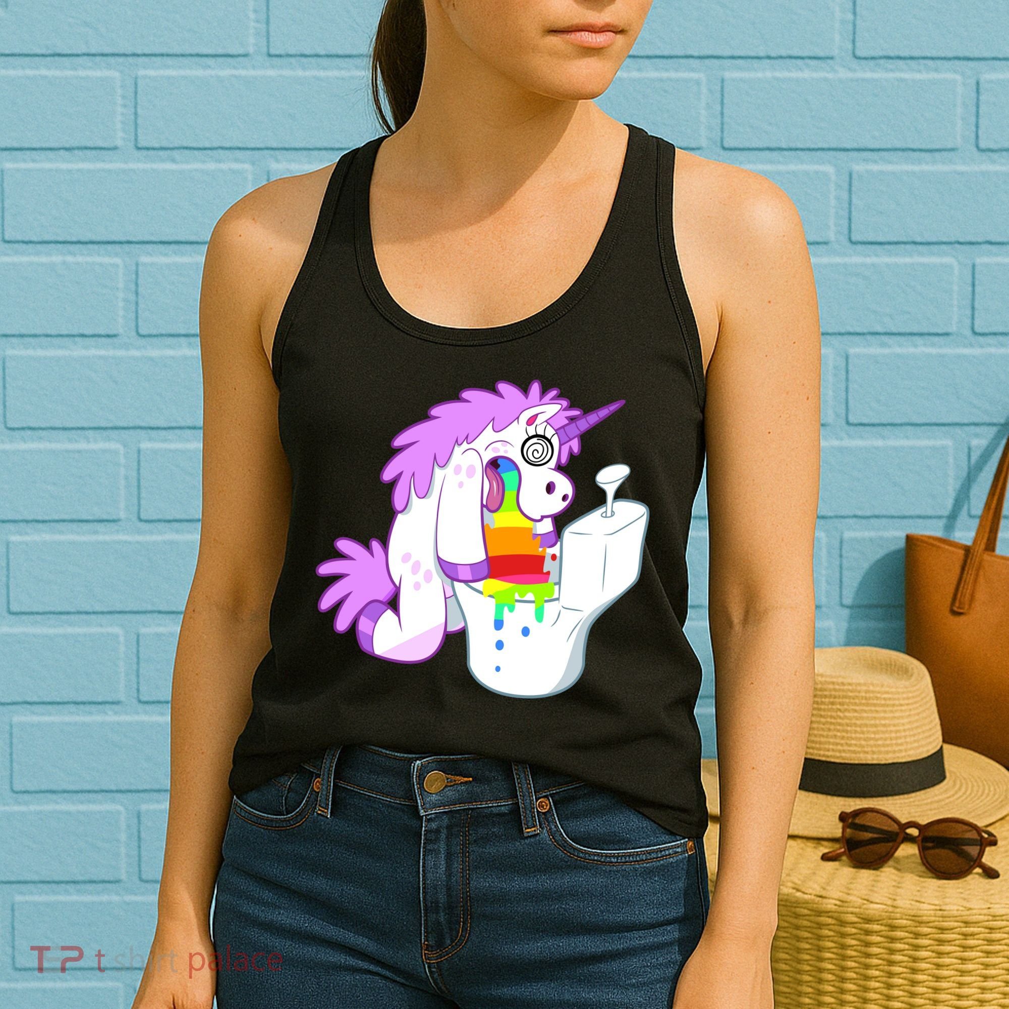 Unicorn Pukes Rainbow In The Toilet Women's Tank Top