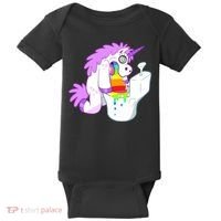 Unicorn Pukes Rainbow In The Toilet Baby Bodysuit thumb 0