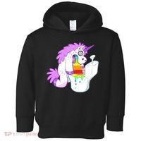 Unicorn Pukes Rainbow In The Toilet Toddler Hoodie thumb 0