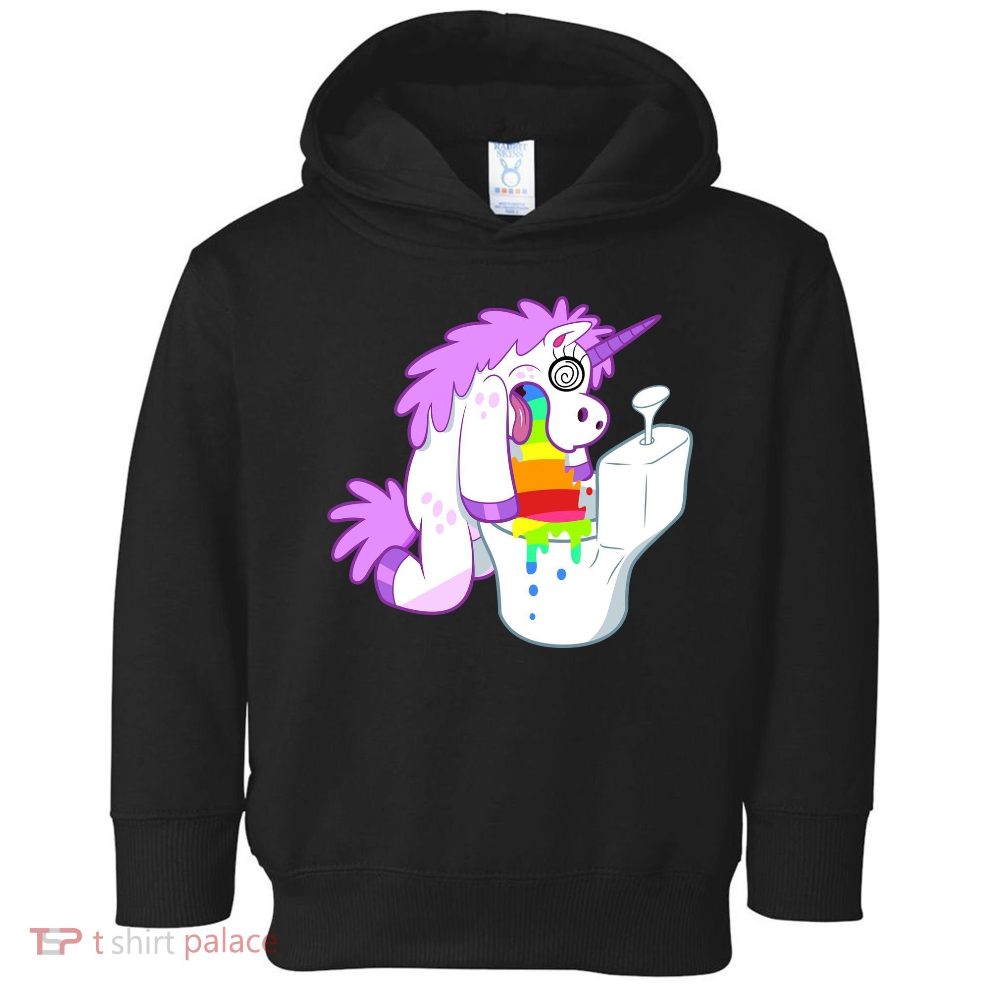 Unicorn Pukes Rainbow In The Toilet Toddler Hoodie