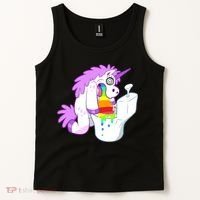 Unicorn Pukes Rainbow In The Toilet Tank Top thumb 2