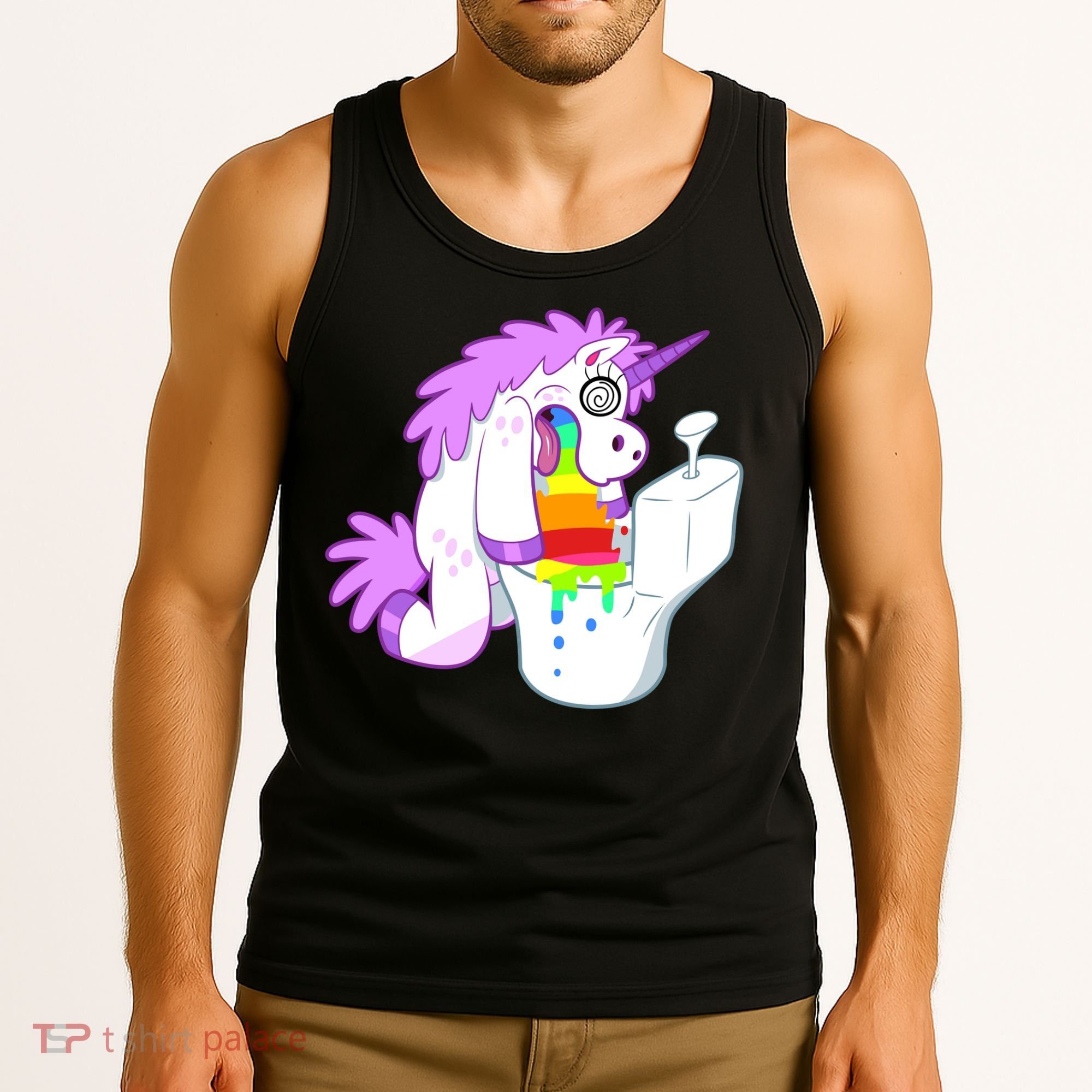 Unicorn Pukes Rainbow In The Toilet Tank Top