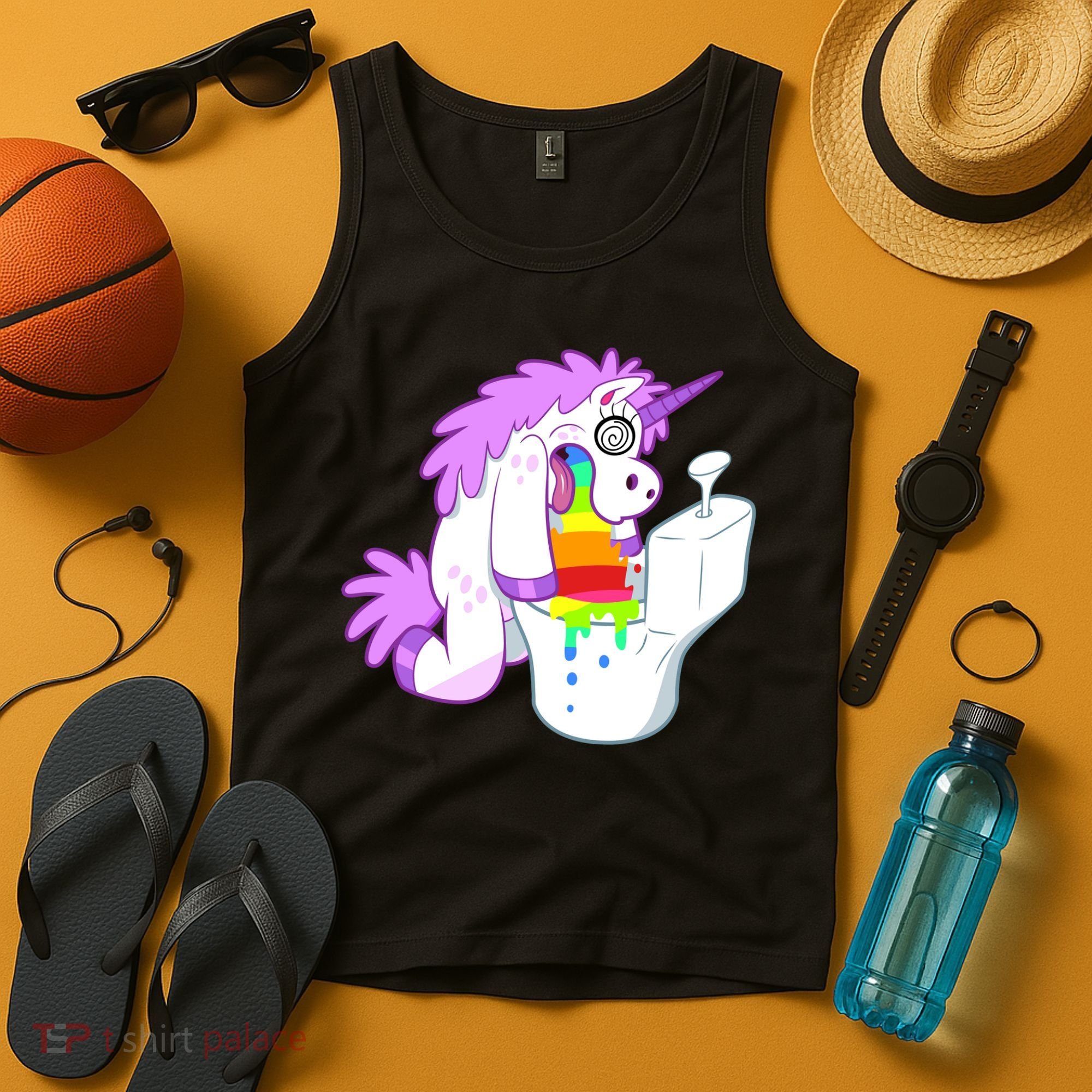 Unicorn Pukes Rainbow In The Toilet Tank Top