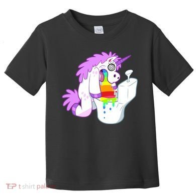 Unicorn Pukes Rainbow In The Toilet Toddler T-Shirt