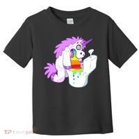 Unicorn Pukes Rainbow In The Toilet Toddler T-Shirt thumb 0