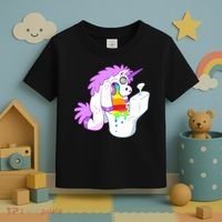 Unicorn Pukes Rainbow In The Toilet Toddler T-Shirt thumb 3