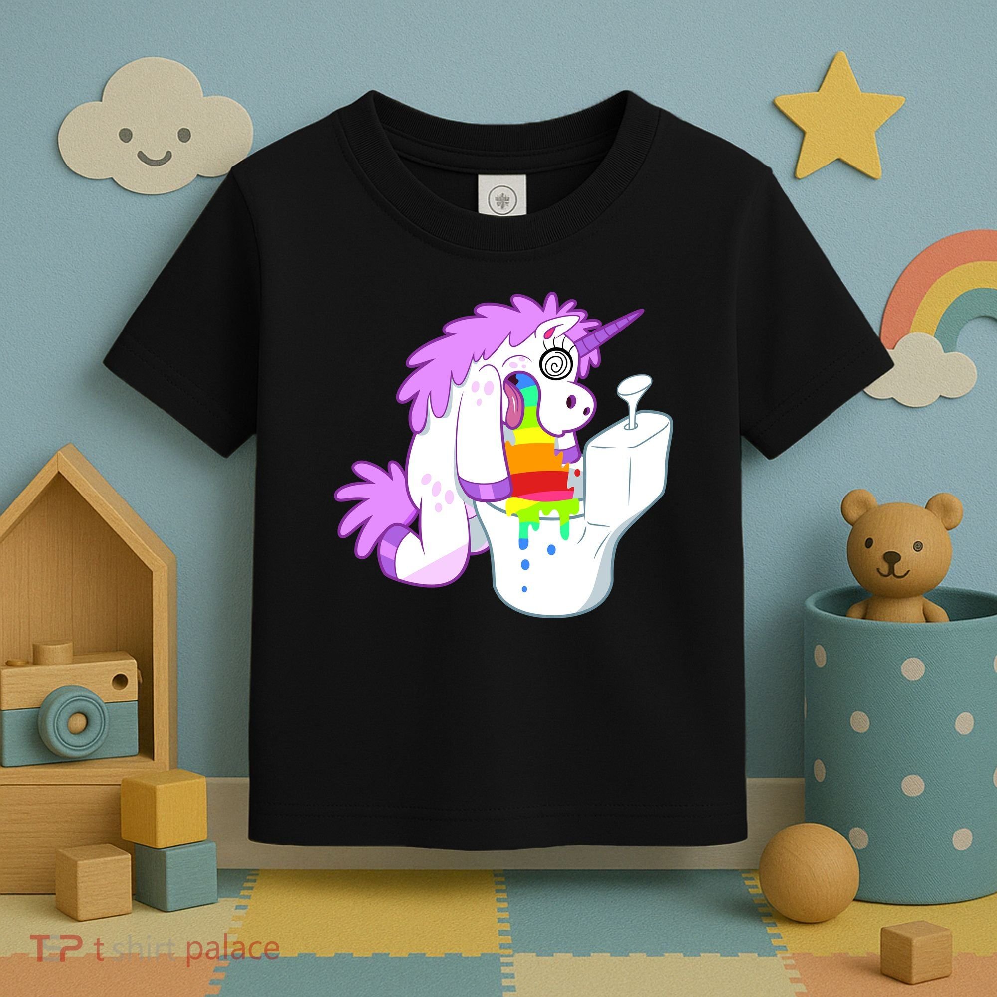 Unicorn Pukes Rainbow In The Toilet Toddler T-Shirt