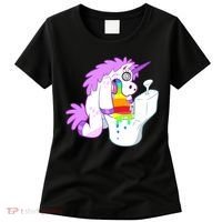Unicorn Pukes Rainbow In The Toilet Women's T-Shirt thumb 0