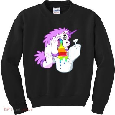 Unicorn Pukes Rainbow In The Toilet Kids Sweatshirt