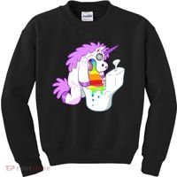 Unicorn Pukes Rainbow In The Toilet Kids Sweatshirt thumb 0