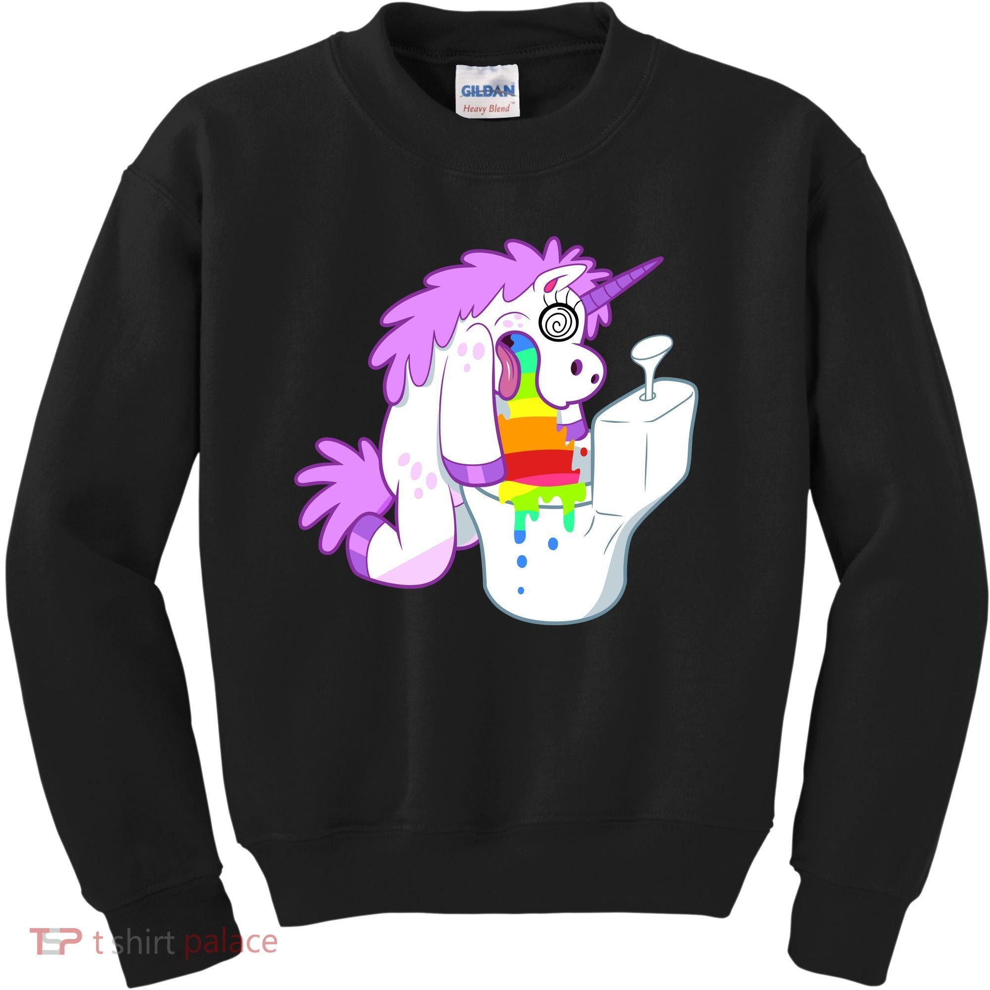 Unicorn Pukes Rainbow In The Toilet Kids Sweatshirt