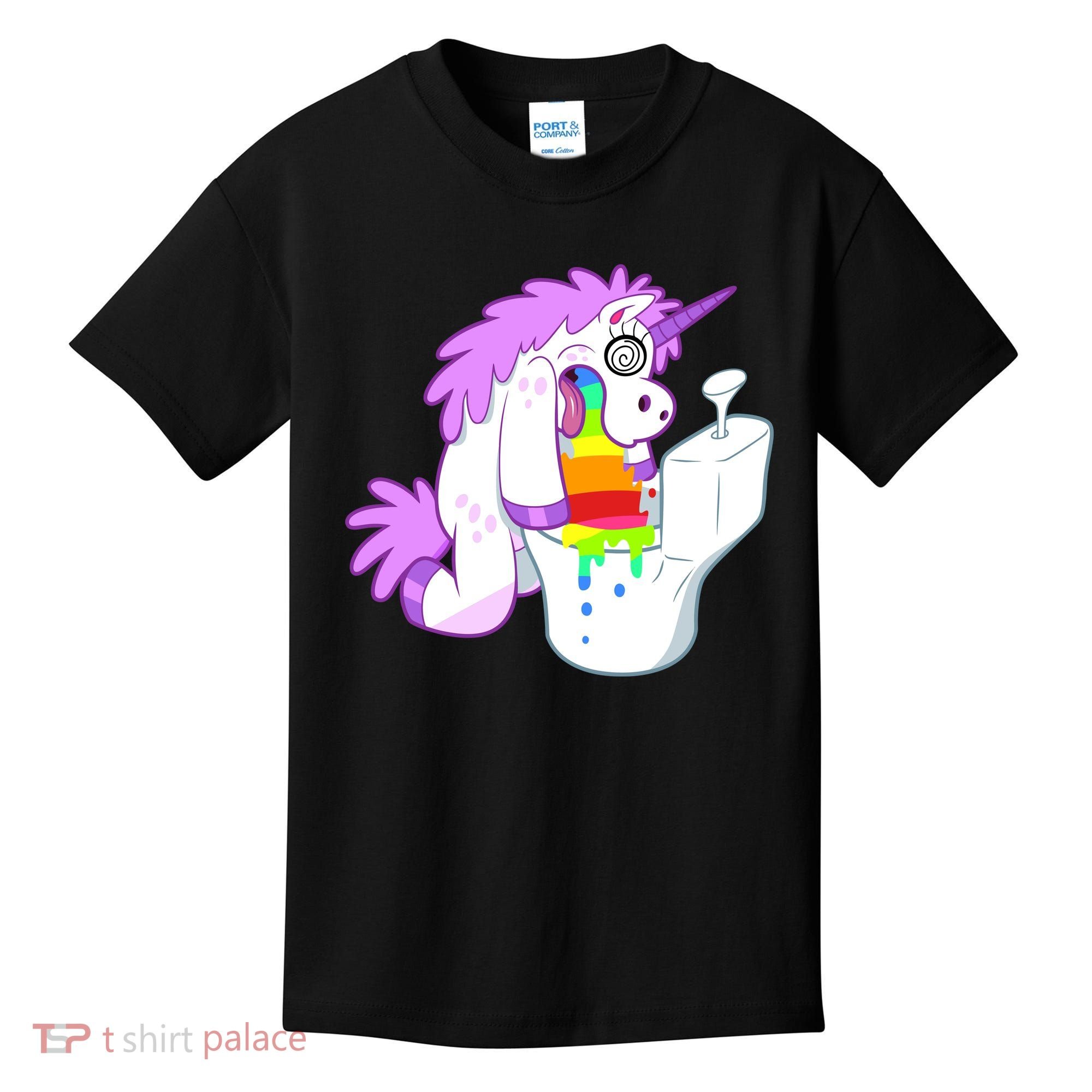 Unicorn Pukes Rainbow In The Toilet Kids T-Shirt