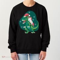 Unicorn Ridding Dinosaur Christmas Women's Sweatshirt thumb 0