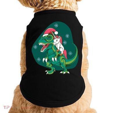Unicorn Ridding Dinosaur Christmas Doggie Tank