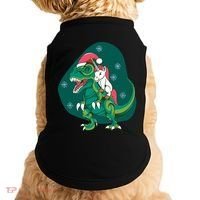 Unicorn Ridding Dinosaur Christmas Doggie Tank thumb 0
