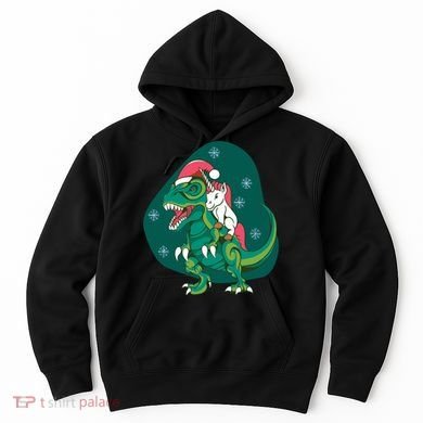 Unicorn Ridding Dinosaur Christmas Hoodie