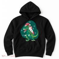 Unicorn Ridding Dinosaur Christmas Hoodie thumb 0