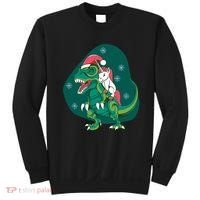 Unicorn Ridding Dinosaur Christmas Sweatshirt thumb 0