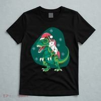 Unicorn Ridding Dinosaur Christmas T-Shirt thumb 5