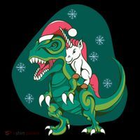 Unicorn Ridding Dinosaur Christmas Coffee Mug thumb 5