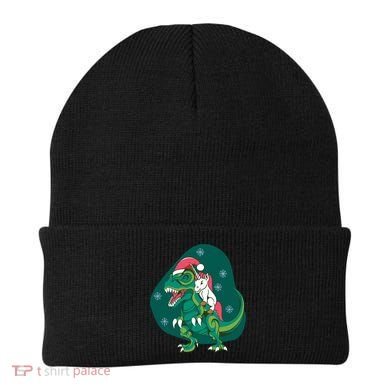 Unicorn Ridding Dinosaur Christmas Beanie