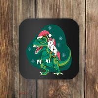 Unicorn Ridding Dinosaur Christmas Coaster thumb 0