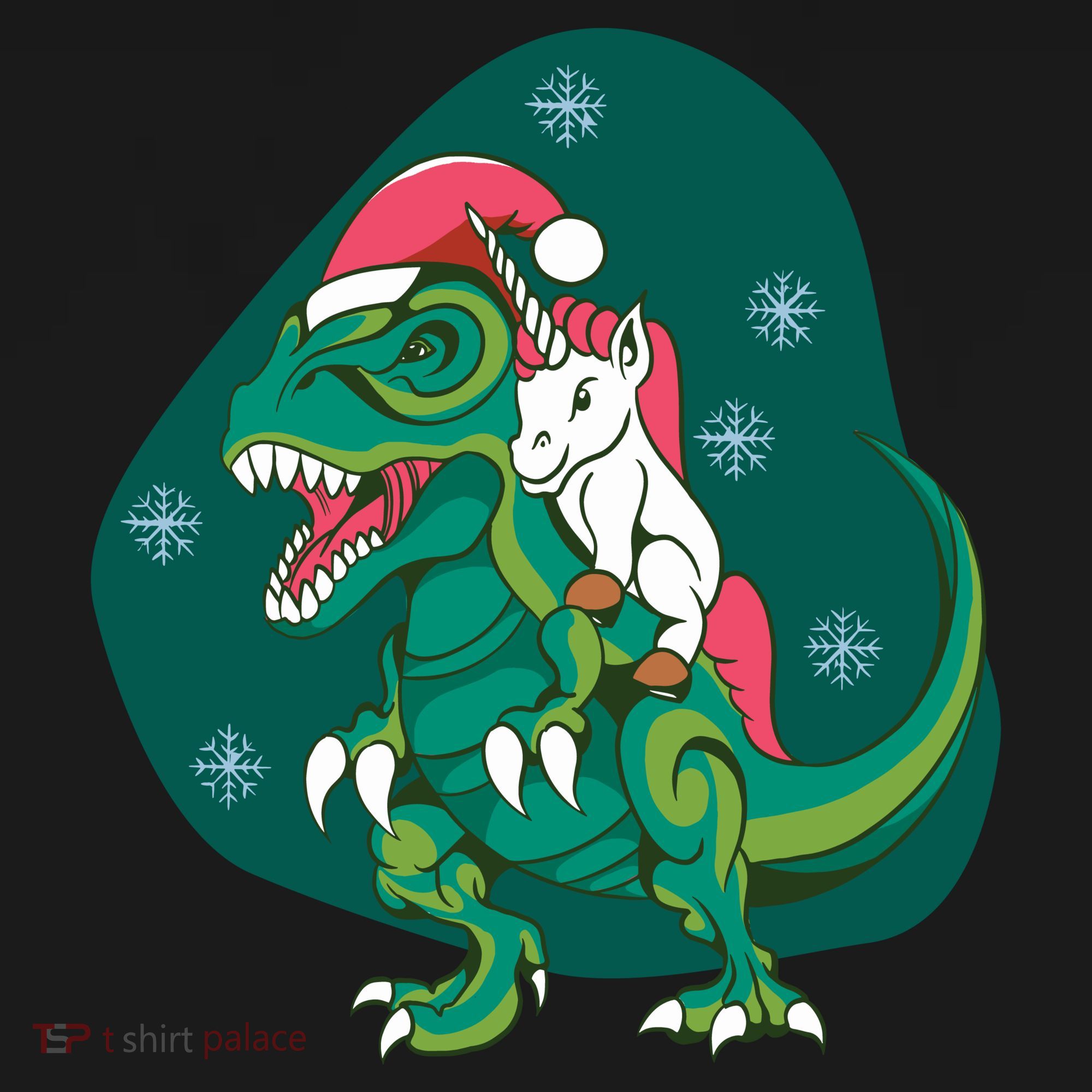 Unicorn Ridding Dinosaur Christmas Women's Hoodie