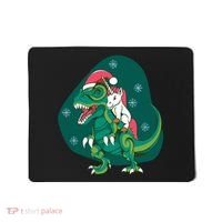 Unicorn Ridding Dinosaur Christmas Mousepad thumb 0