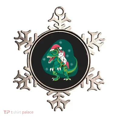 Unicorn Ridding Dinosaur Christmas Ornament