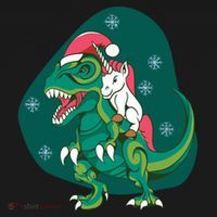 Unicorn Ridding Dinosaur Christmas Ornament thumb 1