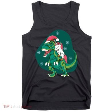 Unicorn Ridding Dinosaur Christmas Tank Top