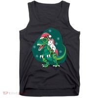Unicorn Ridding Dinosaur Christmas Tank Top thumb 0