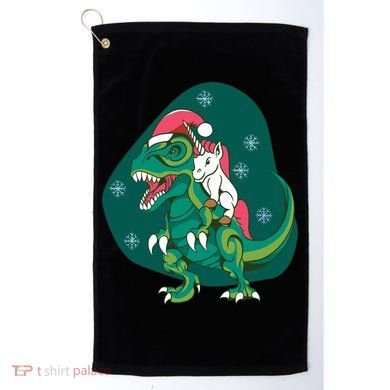 Unicorn Ridding Dinosaur Christmas Golf Towel
