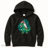 Unicorn Ridding Dinosaur Christmas Kids Hoodie thumb 0