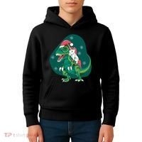 Unicorn Ridding Dinosaur Christmas Kids Hoodie thumb 4