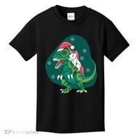 Unicorn Ridding Dinosaur Christmas Kids T-Shirt thumb 0