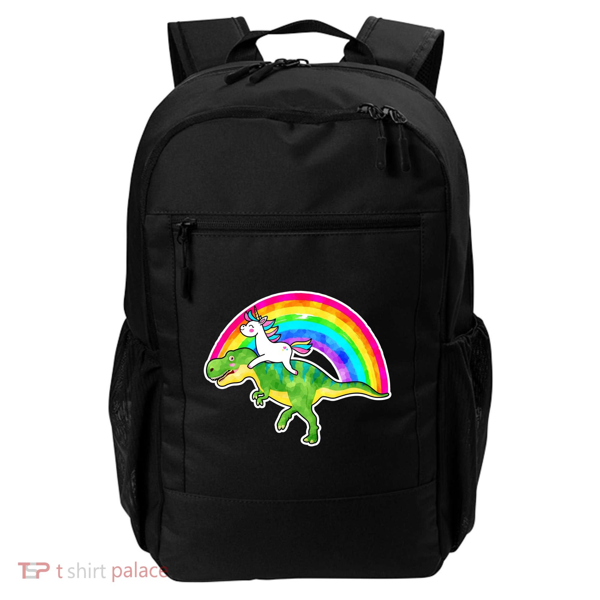 Unicorn Riding T-Rex Rainbow Backpack