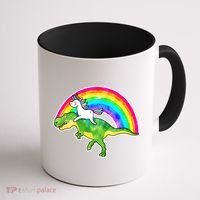 Unicorn Riding T-Rex Rainbow Coffee Mug thumb 1