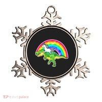 Unicorn Riding T-Rex Rainbow Ornament thumb 0