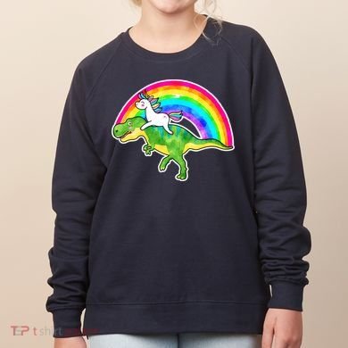 Unicorn Riding T-Rex Rainbow Women's Sweatshirt