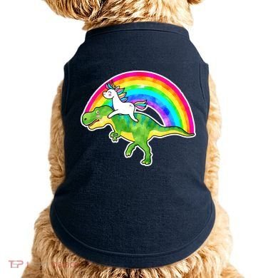 Unicorn Riding T-Rex Rainbow Doggie Tank