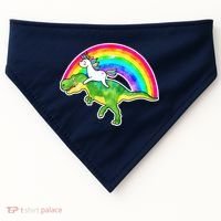 Unicorn Riding T-Rex Rainbow USA-Made Doggie Bandana thumb 0