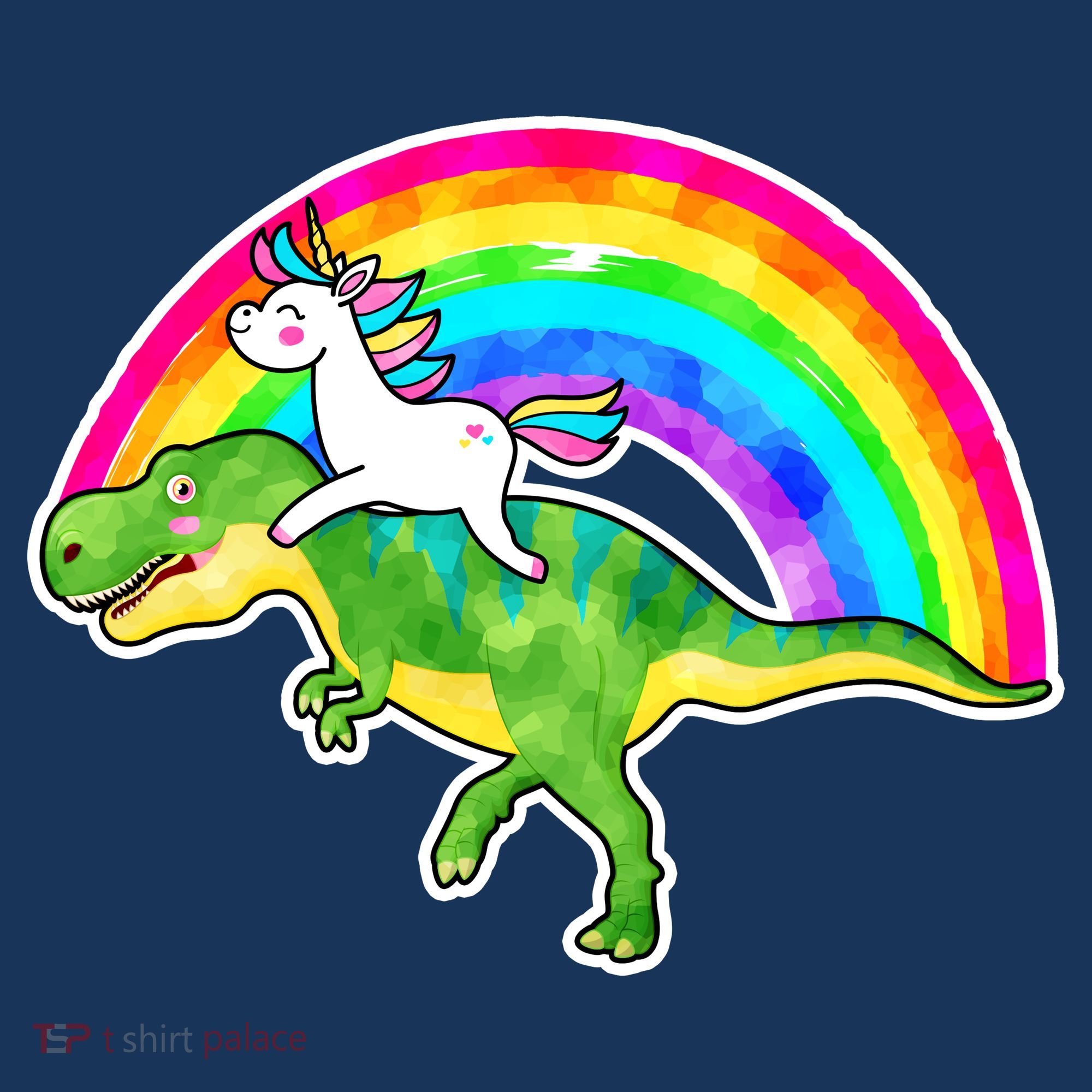 Unicorn Riding T-Rex Rainbow Bucket Hat